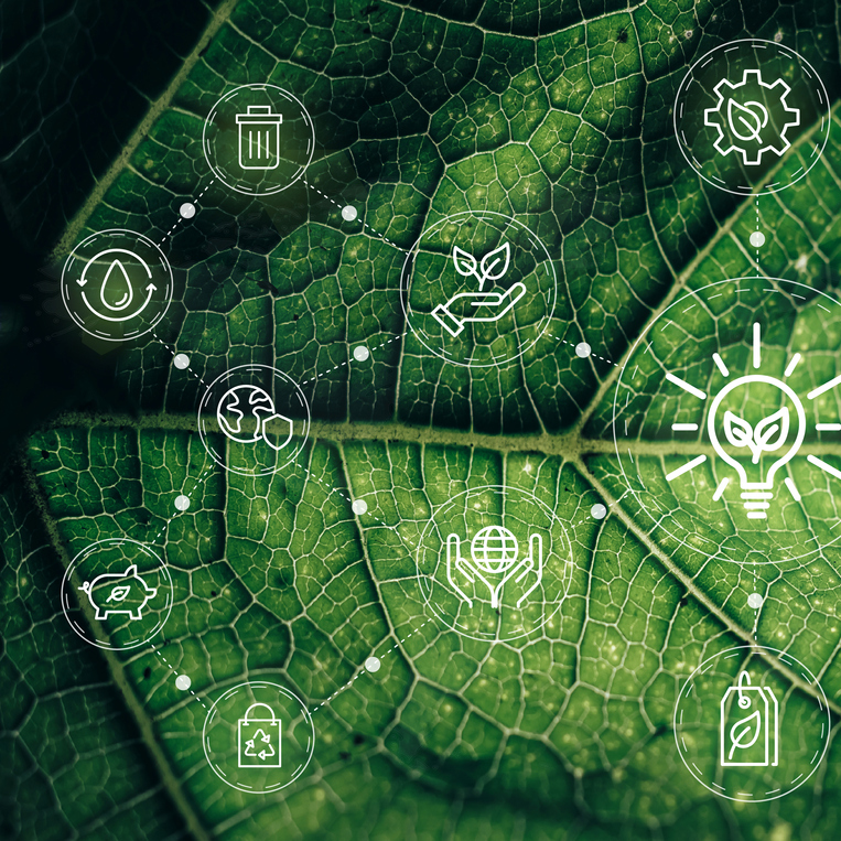 Sustainable business or green business vector illustration background with connection icon concept related to environmentally friendly environmental icon set. Web and Social Header Banners for ESG.